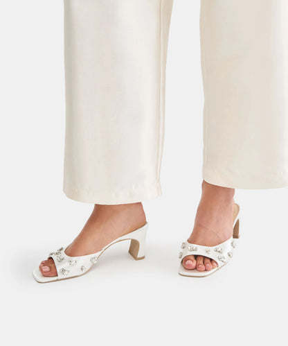 GENENE RHINESTONE WHITE SATIN