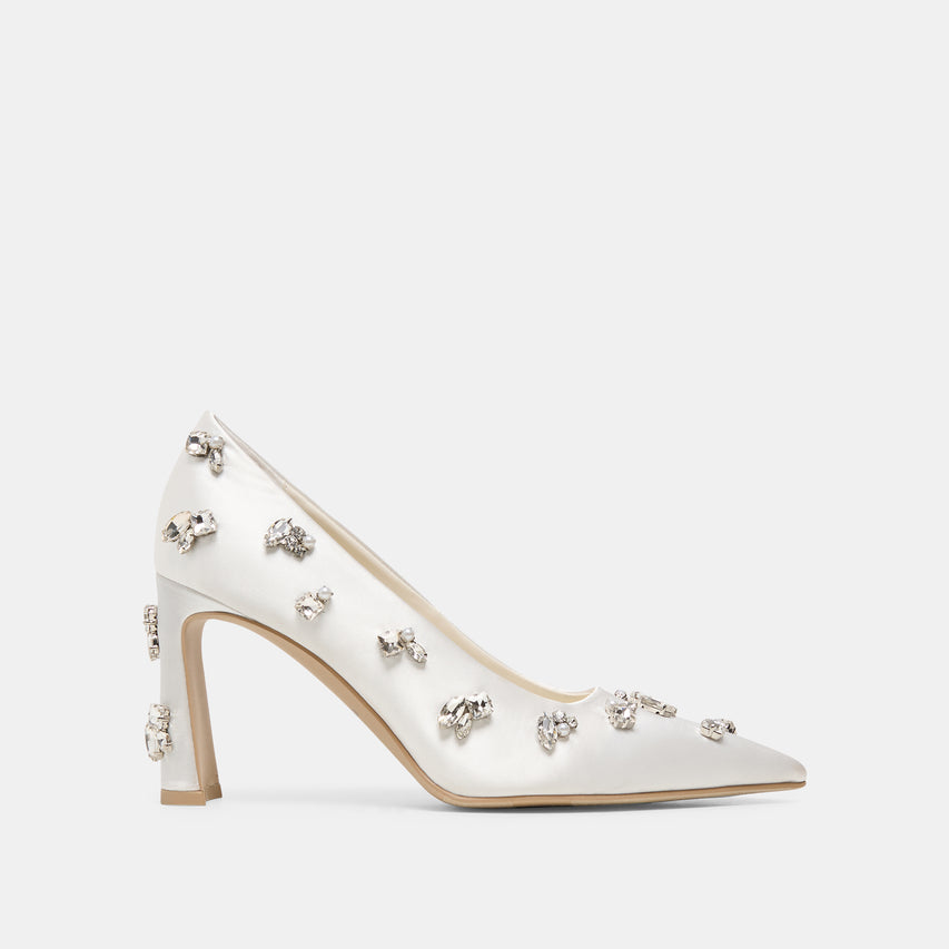 KAYNA RHINESTONE WHITE SATIN