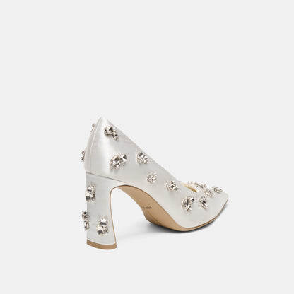 KAYNA RHINESTONE WHITE SATIN