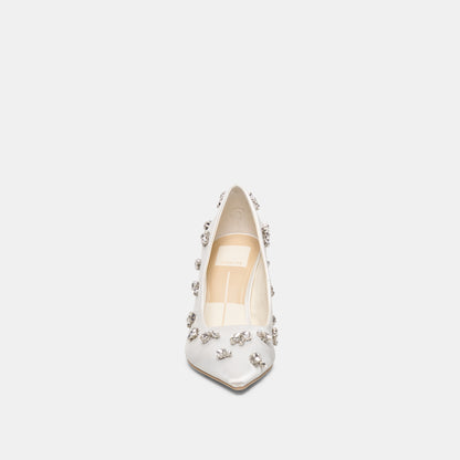KAYNA RHINESTONE WHITE SATIN