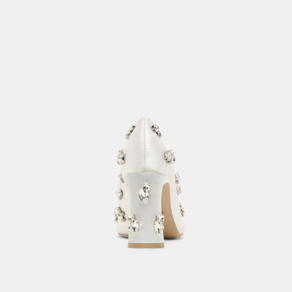 KAYNA RHINESTONE WHITE SATIN