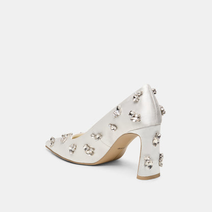 KAYNA RHINESTONE WHITE SATIN