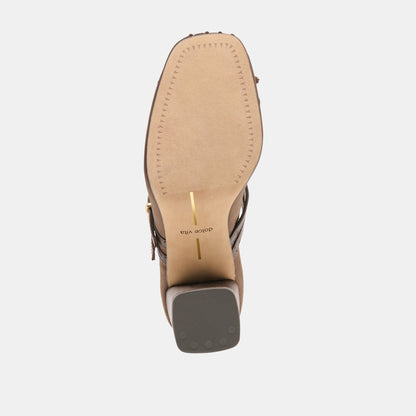 TIARAH Dark Brown Satin Ballet Block Heels
