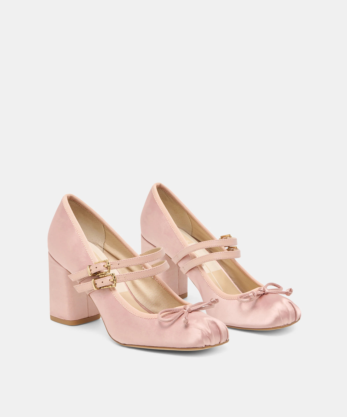 TIARAH Light Blush Satin Ballet Block Heels - view 2