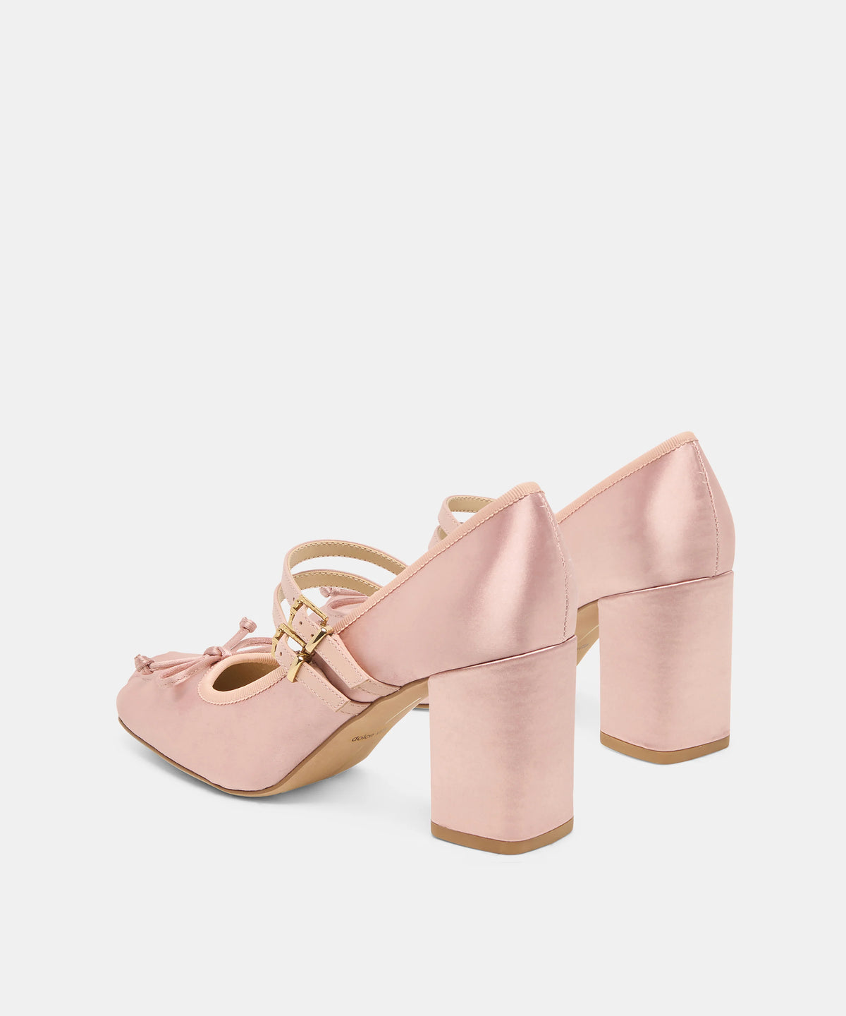 TIARAH Light Blush Satin Ballet Block Heels - view 4