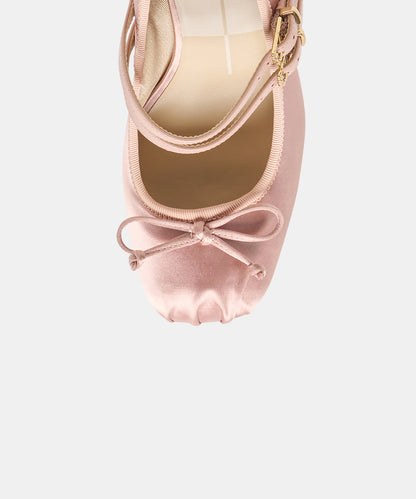 TIARAH Light Blush Satin Ballet Block Heels