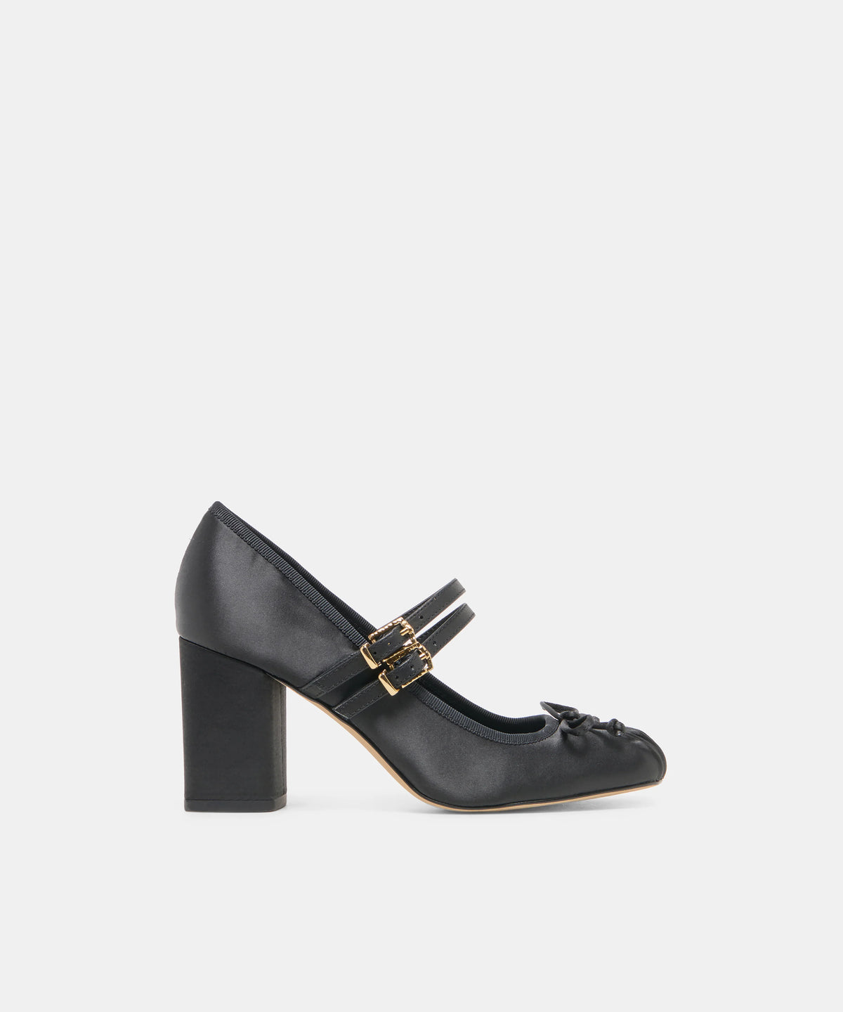 TIARAH Onyx Satin Ballet Block Heels