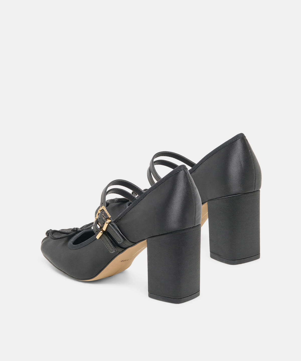 TIARAH Onyx Satin Ballet Block Heels - view 4