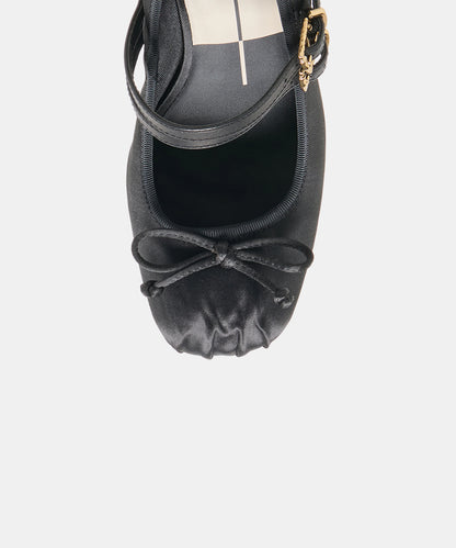 TIARAH Onyx Satin Ballet Block Heels