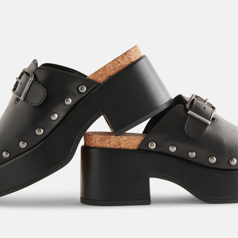 DOLCEVITA YEVAN BLACK LEATHER MULES