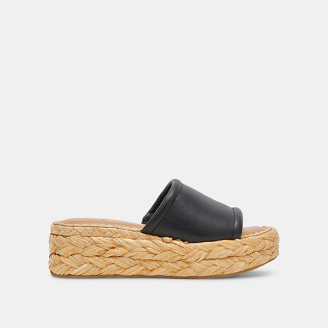 DOLCEVITA CHAVI BLACK LEATHER Slide Sandals