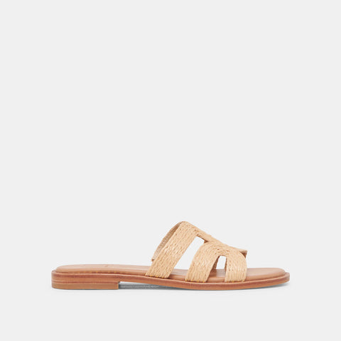 DOLCEVITA EMON LT NATURAL RAFFIA Slide Sandals