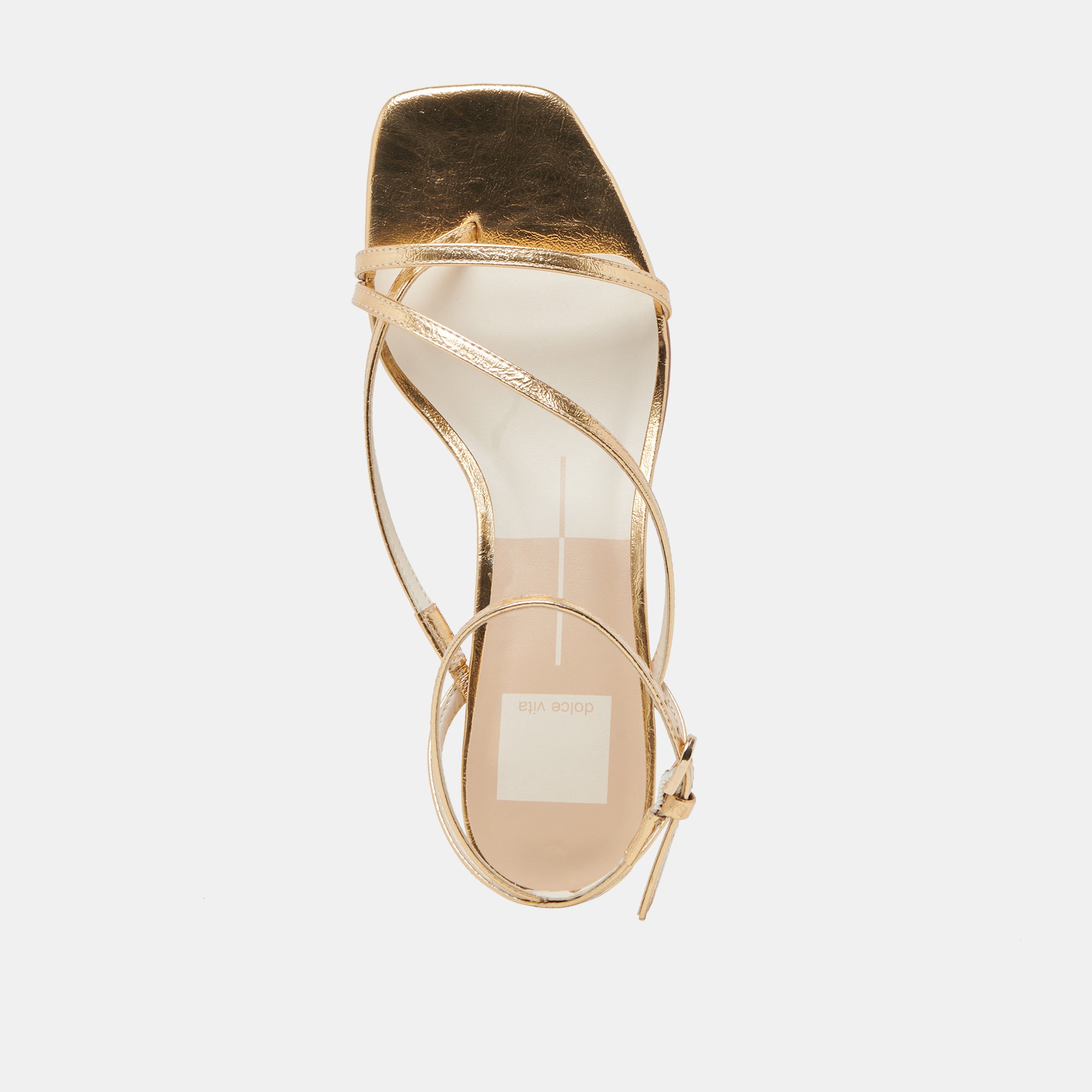KARLOS Gold Leather Block Heel Strappy Heels | Women's Designer
