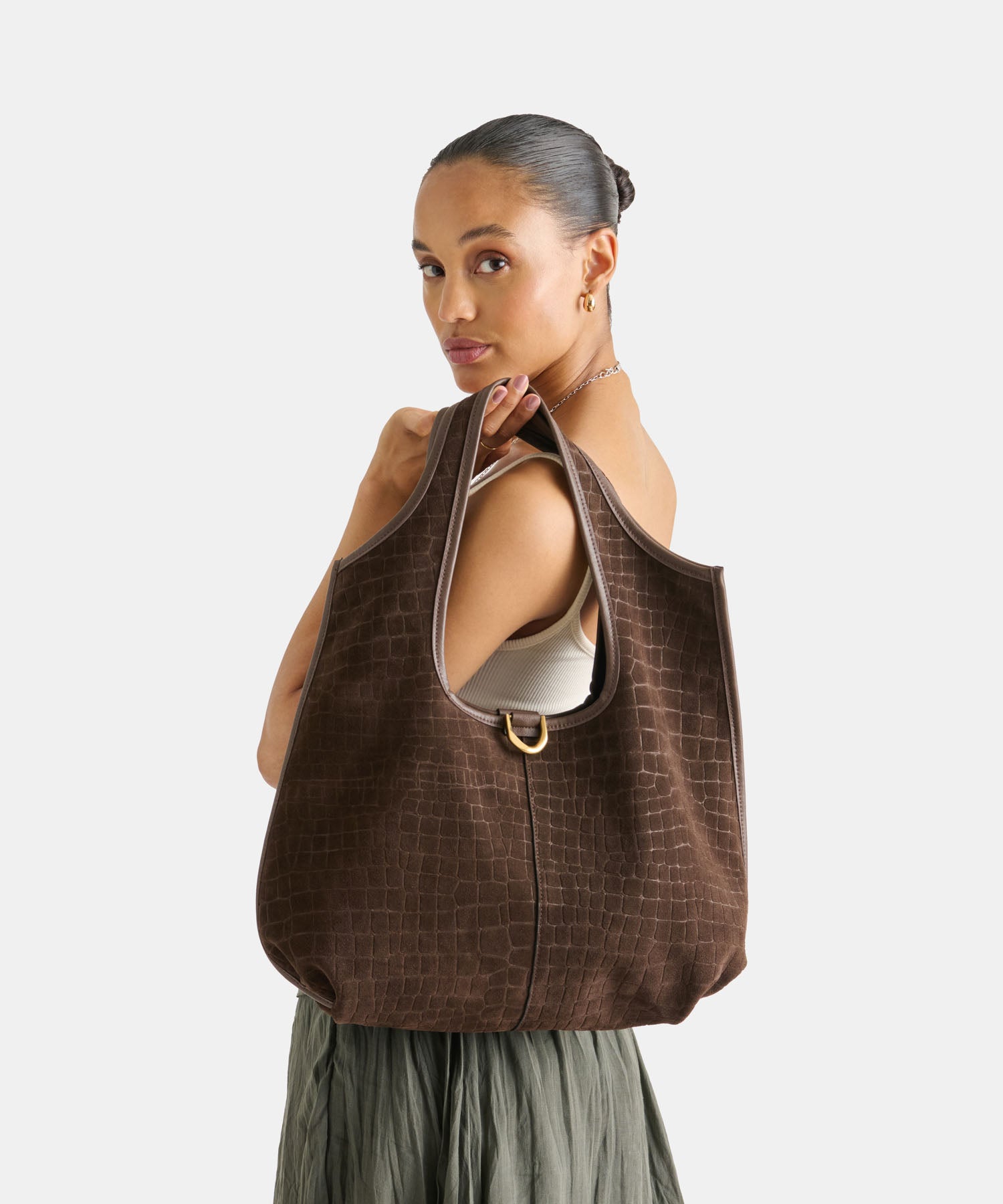 PAVA MID BROWN EMBOSSED SUEDE - view 2