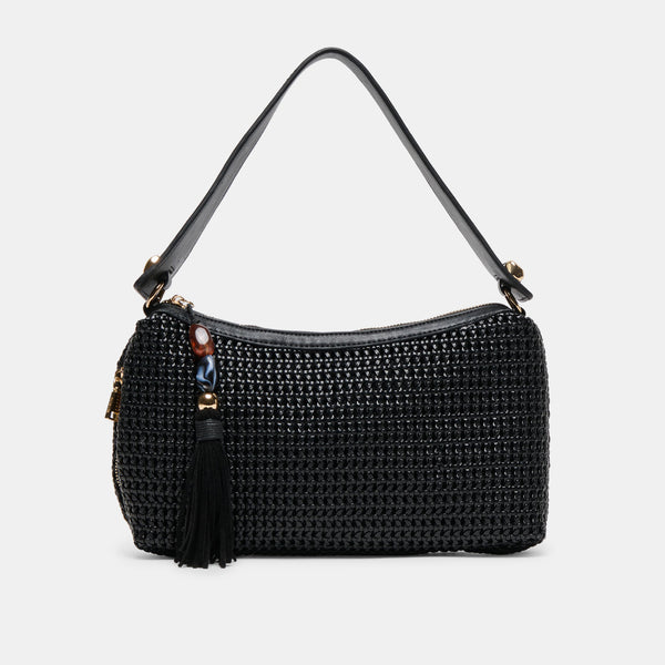 ZARIA-W Black Woven Shoulder Bag | Women's Designer Handbags