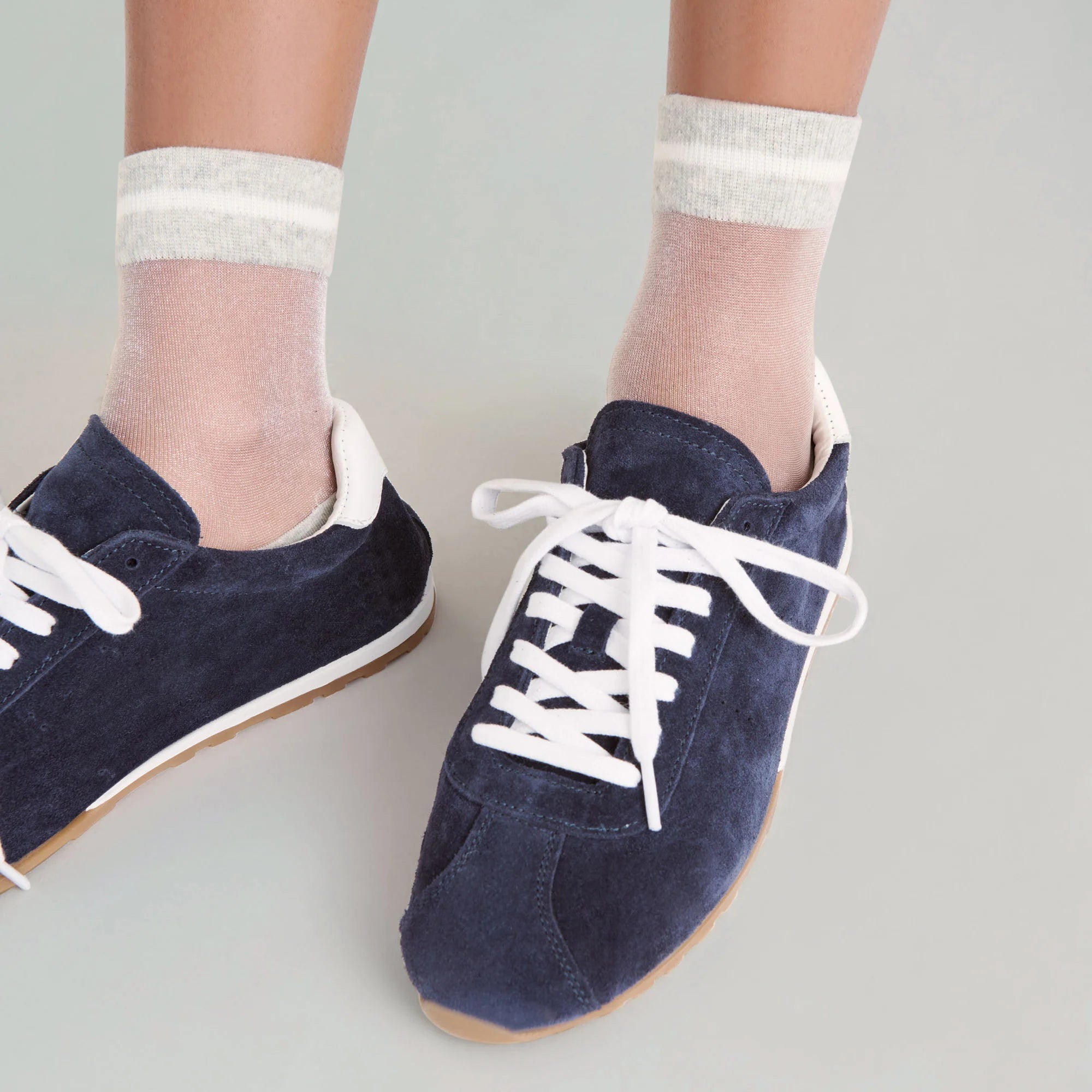 SERINA Navy Suede Low-Top Lace-Up Sneakers | Women's Designer