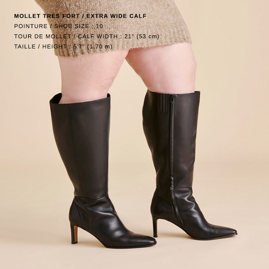 EMMI EXTRA WIDE CALF BLACK LEATHER