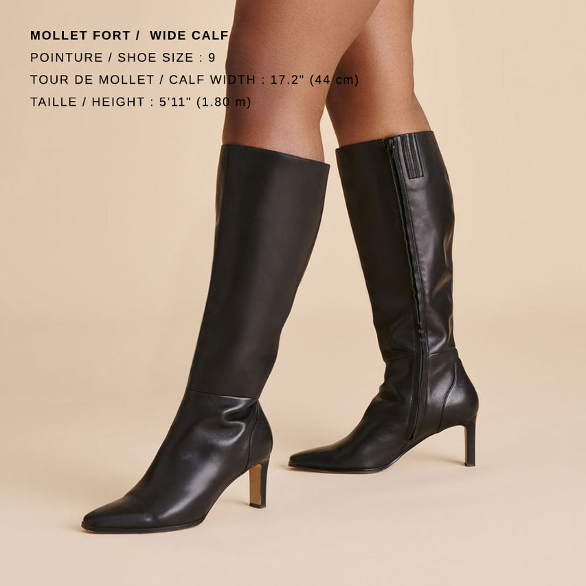 EMMI WIDE CALF BLACK LEATHER